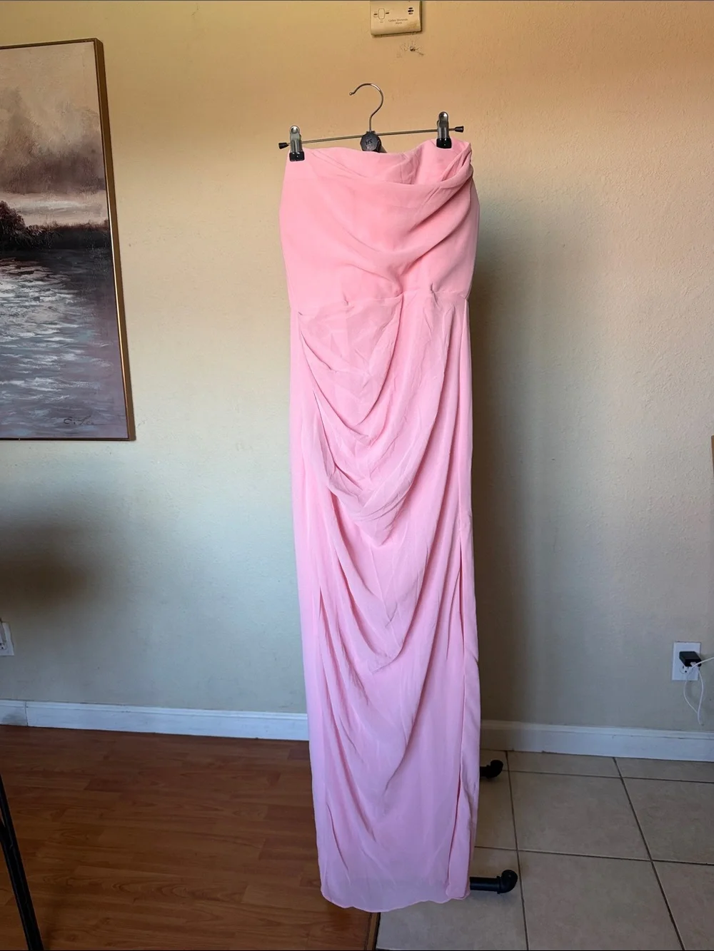 HOUSE OF CB 'Adrienne' Pink Quartz Strapless Gown size M A-C